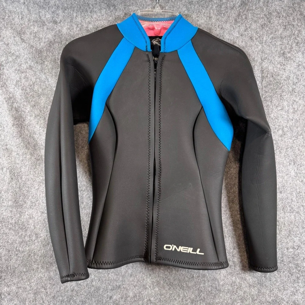 O'Neill Wetsuit Jacket Womens 10 Vintage 950552 Surfing Diving Black Smoothskin